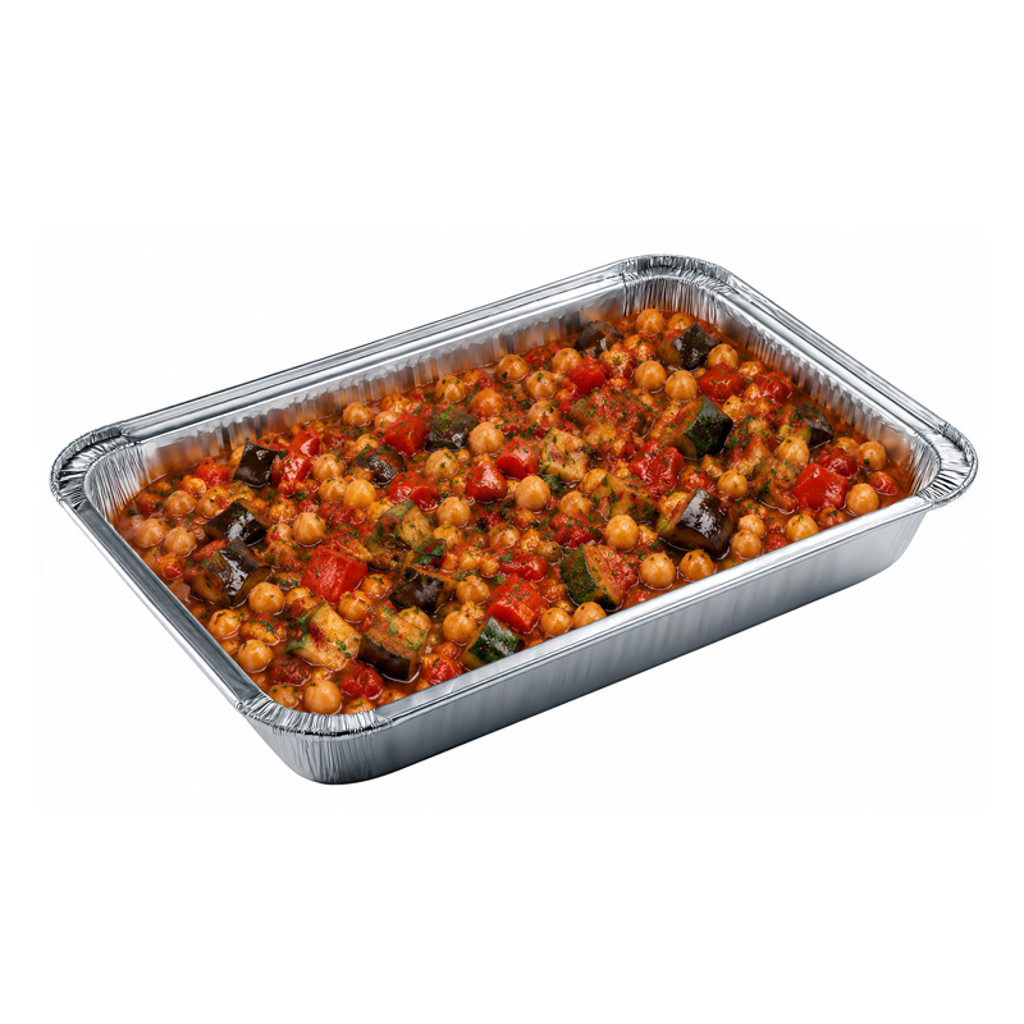 Spiced Chick Pea Stew with Roast Aubergine, Courgette & Red Pepper (V)(VG)